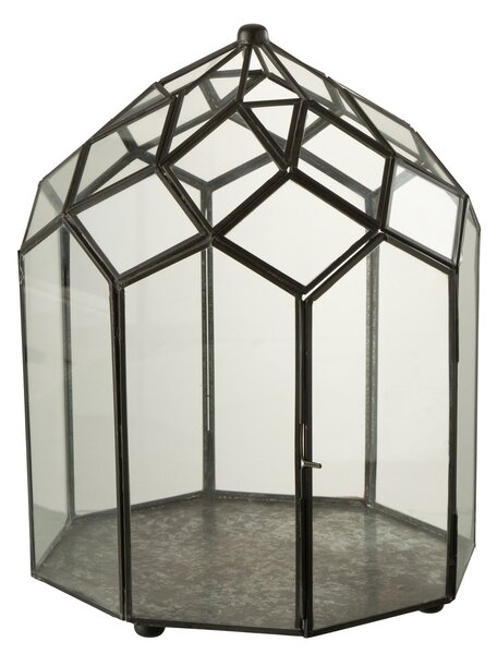 Čierny kovový domáci skleník Terrarium - 25*25*38 cm - J-Line by Jolipa