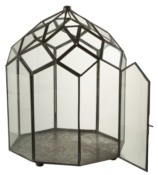 Čierny kovový domáci skleník Terrarium - 25*25*38 cm - J-Line by Jolipa