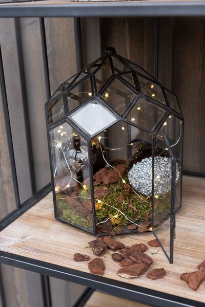 Čierny kovový domáci skleník Terrarium - 25*25*38 cm - J-Line by Jolipa