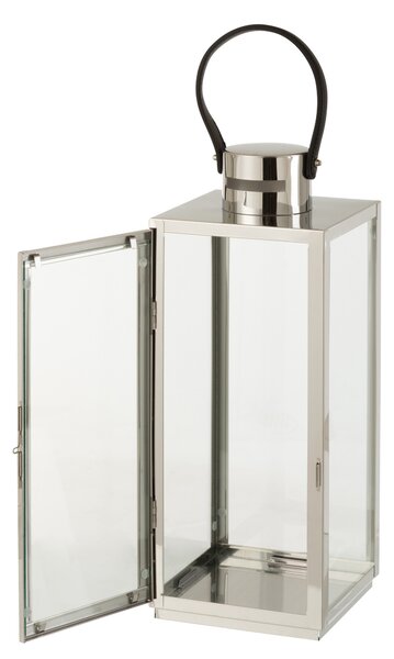 Strieborný kovový lampáš Recin - 17*16*51cm - J-Line by Jolipa