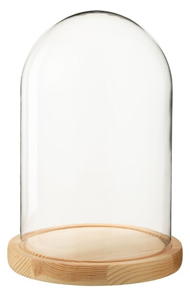 Prírodný drevený podnos so skleneným poklopom Bell Jar M - Ø 17,5*26 cm - J-Line by Jolipa