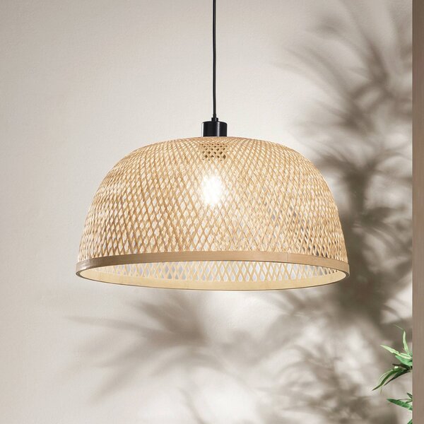 Závesné svietidlo Bamboo, hnedá, Ø 48 cm, bambus, Hnedá / hrdzavá, Obývacia izba / jedáleň, Bambus, Závesné svietidlo