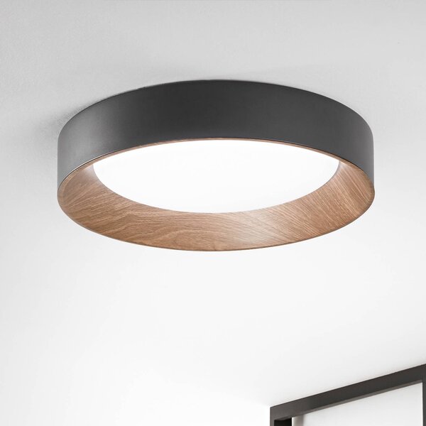 Stropné LED svetlo Arka, Ø 50 cm, čierne, kov,, Čierna, Obývacia izba / jedáleň, kov, Moderný, Závesné svietidlo