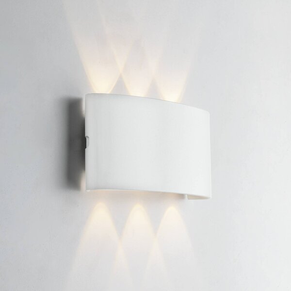 INTEC LED vonkajšie nástenné svietidlo Betle, biela, šírka 17 cm, kov,, Biela / opálová, Hliník, Moderný, Nástenné svietidlo