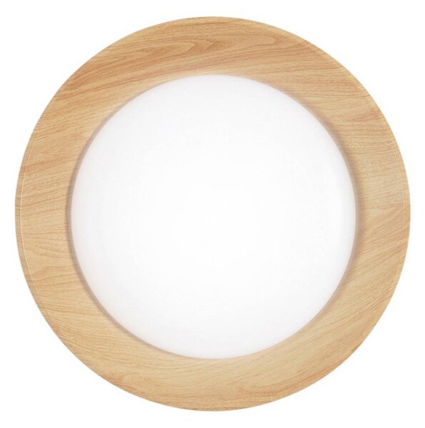 Stropné LED svetlo Arka, Ø 40 cm, biele/drevený vzhľad, kov,, Biela / opálová, Obývacia izba / jedáleň, kov, Moderný, Závesné svietidlo