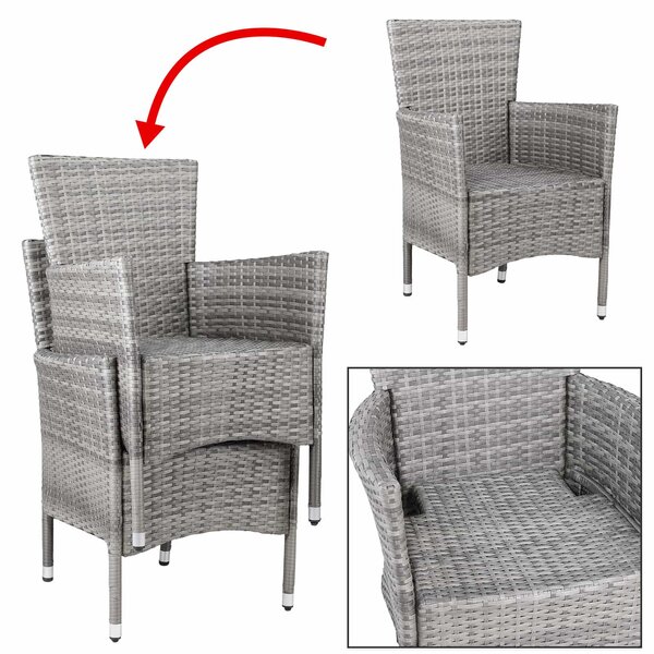 Ratanové kreslo 2 ks - sivá/antracit podušky