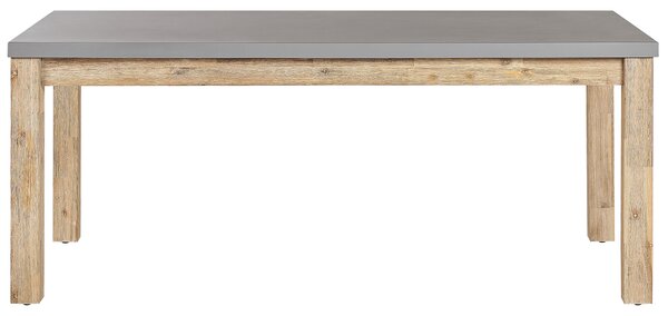 Záhradný jedálenský stôl sivá svetlé akáciové drevo 180 x 90 cm betónová doska 8-miestny industriálny štýl interiér exteriér