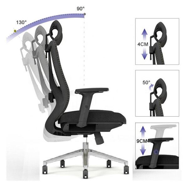Kancelárska ergonomická stolička Neoseat AMADORA — čierna, nosnosť 150 kg