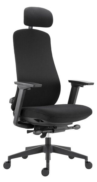 Kancelárska ergonomická stolička FARRELL — látka, čierna, nosnosť 130 kg