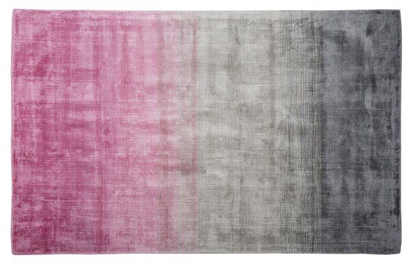 Koberec sivý a ružový viskózový 140 x 200 cm tieňovaný ombré efekt moderná obývacia izba