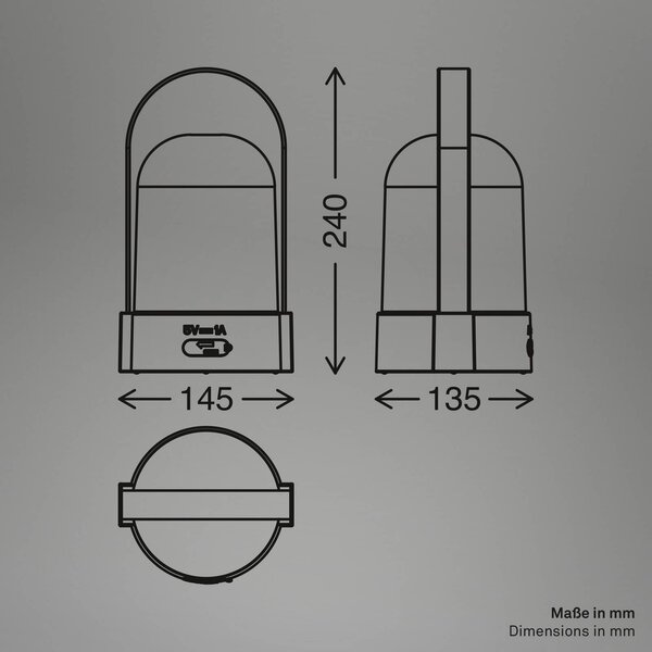 Briloner stolová LED lampa ASA BIG, bronzová/biela, výška 24 cm, IP44, Obývacia izba / jedáleň, Plast, Moderný, Lampáš