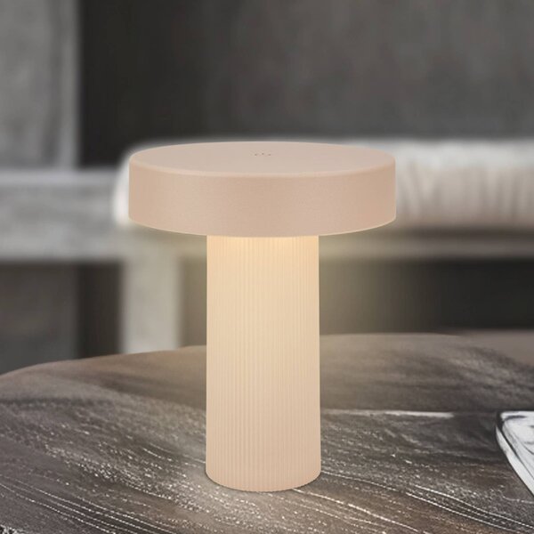Briloner stolová LED lampa na batérie Bito, béžová/béžová, výška 20 cm, IP44, Obývacia izba / jedáleň, kov, Moderný, Stojacie svietidlo
