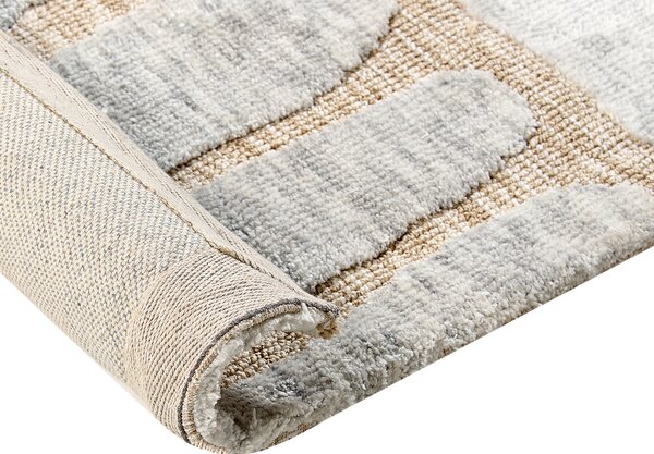 Koberec béžová a sivá polyester 300 x 400 cm geometrický vzor moderný minimalistický štýl obývacia izba spálňa