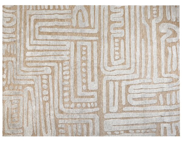 Koberec béžová a sivá polyester 300 x 400 cm geometrický vzor moderný minimalistický štýl obývacia izba spálňa