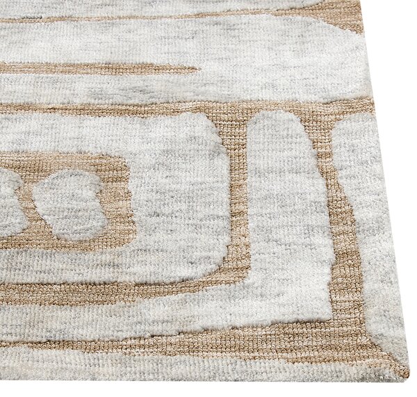 Koberec béžová a sivá polyester 300 x 400 cm geometrický vzor moderný minimalistický štýl obývacia izba spálňa
