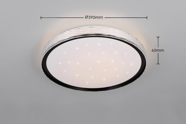 TRIO Reality R64811102 VARDA stropné svietidlo D390mm SMD LED 24W/2500lm 2700-6500K čierna, diaľkový ovládač, starlight efekt