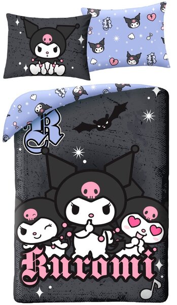 Posteľné obliečky z mikrovlákna Kuromi - motív Midnight Punk - 70x90 cm + 140x200 cm
