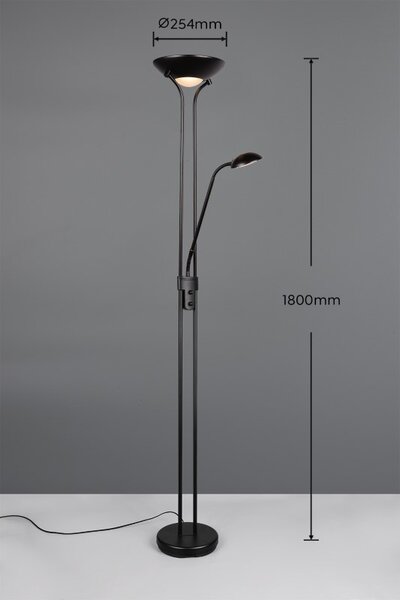 TRIO Reality R42292132 SPOCK stojacia lampa v1800mm SMD LED 19, 5W/2200, 500lm 3000K čierna matná