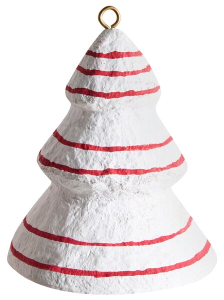 Sada 12 vianočných ozdôb na stromček biela červená papier-mâché závesné dekorácie Vianoce