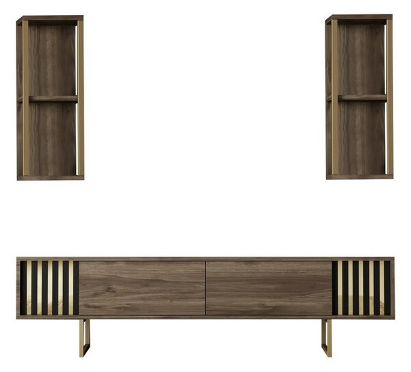 Televízny stolík s policami Linie Walnut and Gold