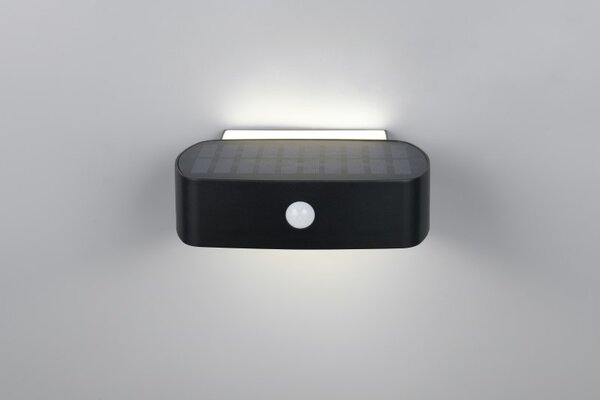 TRIO Reality R23336202 BILBAO solárne nástenné svietidlo so senzorom SMD LED 6W/700lm 4000K IP44 čierna, hybrid