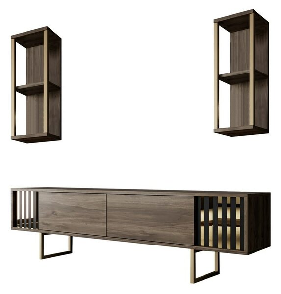 Televízny stolík s policami Linie Walnut and Gold