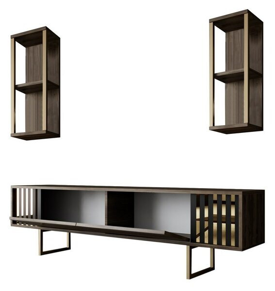Televízny stolík s policami Linie Walnut and Gold