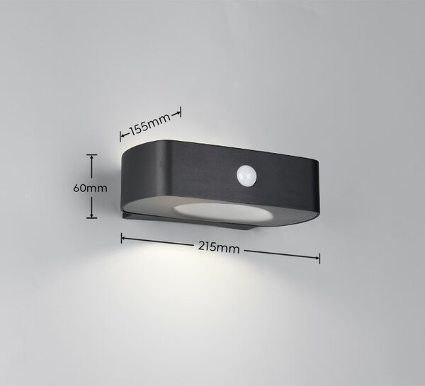 TRIO Reality R23336202 BILBAO solárne nástenné svietidlo so senzorom SMD LED 6W/700lm 4000K IP44 čierna, hybrid