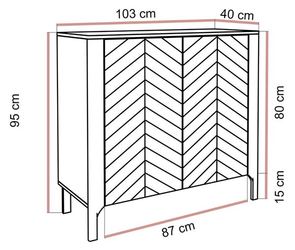 DVOJDVEROVÁ KOMODA SALOME KAŠMÍR 103 cm
