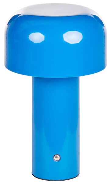 Stolná lampa modrá železo s dotykovým vypínačom nabíjanie cez USB kábel bezdrôtová moderný štýl interiér exteriér