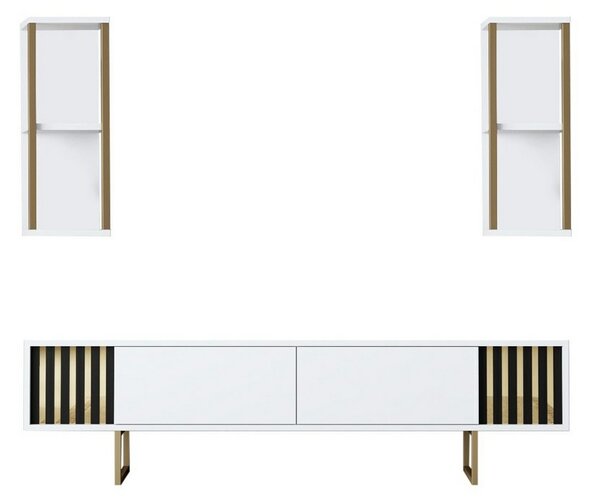 Televízny stolík s policami Línia White and Gold