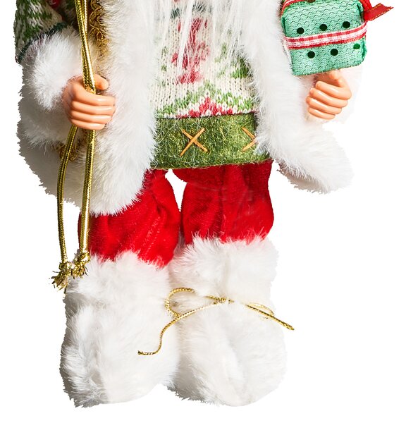 Dekoratívna figúrka červená a zelená látka syntetický materiál vianočná dekorácia Santa Claus Mikuláš ozdoba