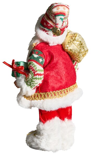 Dekoratívna figúrka červená a zelená látka syntetický materiál vianočná dekorácia Santa Claus Mikuláš ozdoba