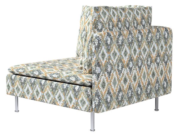 Poťah na rohový diel Söderhamn farba produktu modrá látka zapletaná, vzorované