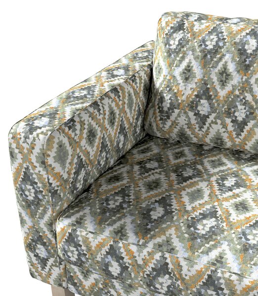 Poťah na sedačku Karlstad (nerozkladací, 3-miestny, krátky) farba produktu modrá látka zapletaná, vzorované