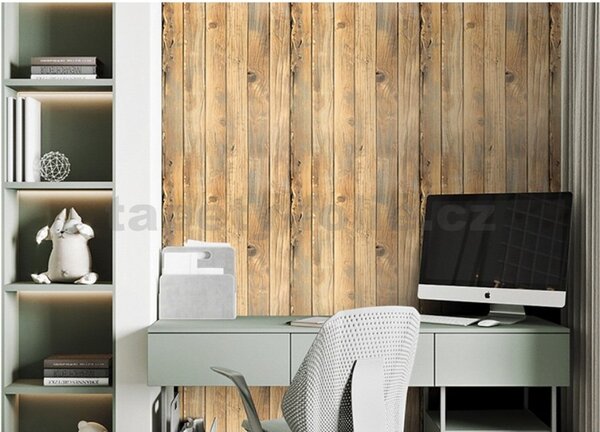 Samolepiace tapety 45 cm x 10 m IMPOL TRADE 173-212, drevené dosky hnedo-sivé, Samolepiace tapety