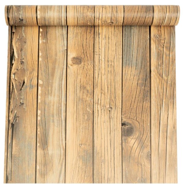Samolepiace tapety 45 cm x 10 m IMPOL TRADE 173-212, drevené dosky hnedo-sivé, Samolepiace tapety
