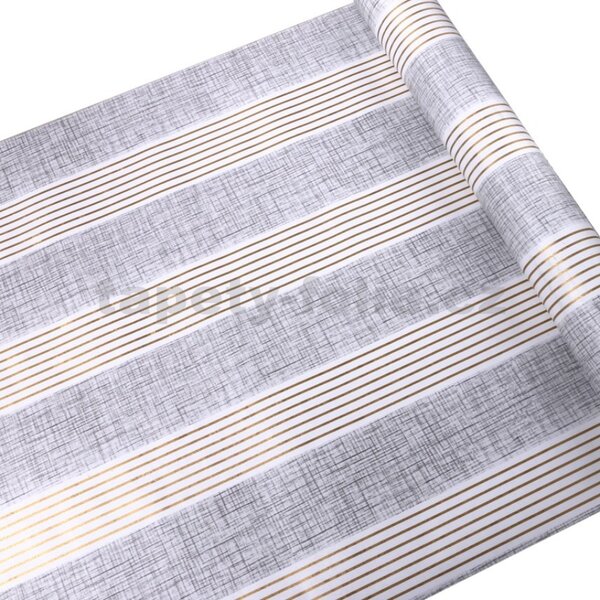 Samolepiace tapety 45 cm x 10 m IMPOL TRADE 9031, pruhy zlato-sivé, Samolepiace tapety
