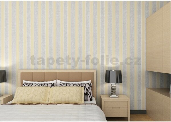 Samolepiace tapety 45 cm x 10 m IMPOL TRADE 9031, pruhy zlato-sivé, Samolepiace tapety