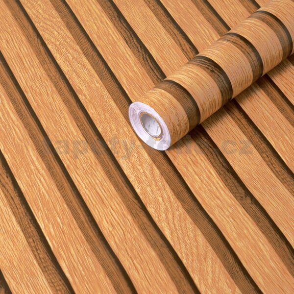 Samolepiace tapety 45 cm x 10 m IMPOL TRADE 9341, drevené lamely hnedé, Samolepiace tapety