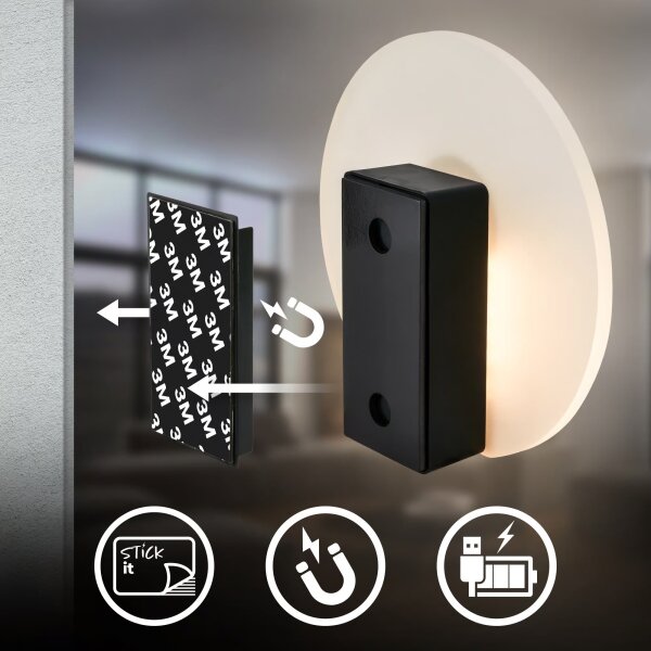 Briloner 3889015 - LED nabíjacie nástenné svietidlo so senzorom TARO LED/2,5W/5V 1800 mAh čierne