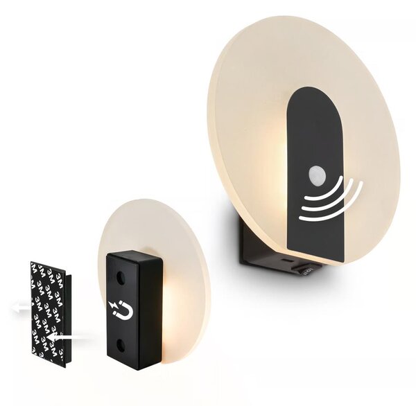 Briloner 3889015 - LED nabíjacie nástenné svietidlo so senzorom TARO LED/2,5W/5V 1800 mAh čierne