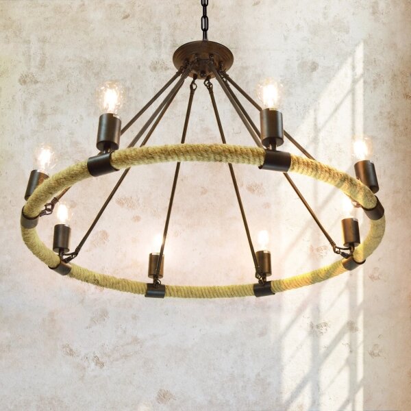 LED Luster na reťazi ROPE ARTHUR 8xE27/6W/230V