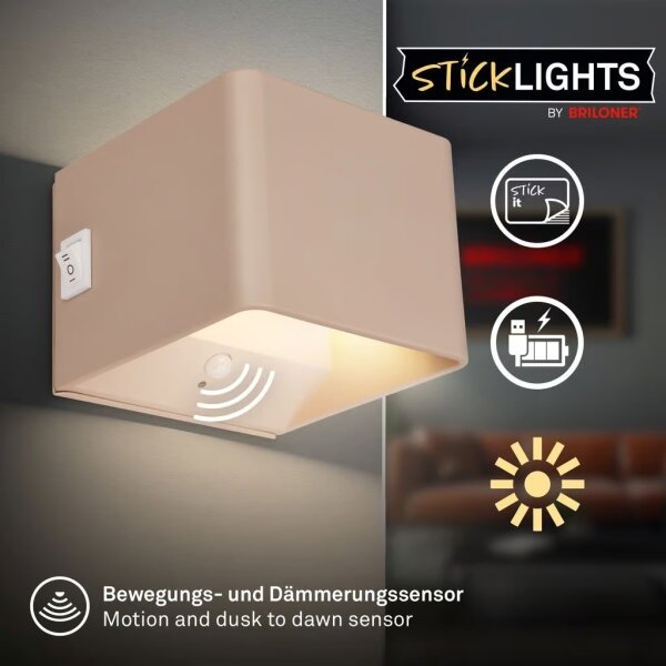 Briloner 3879011 - LED Nabíjateľné nástenné svietidlo so senzorom BORRA LED/1,5W/5V 3600 mAh béžová