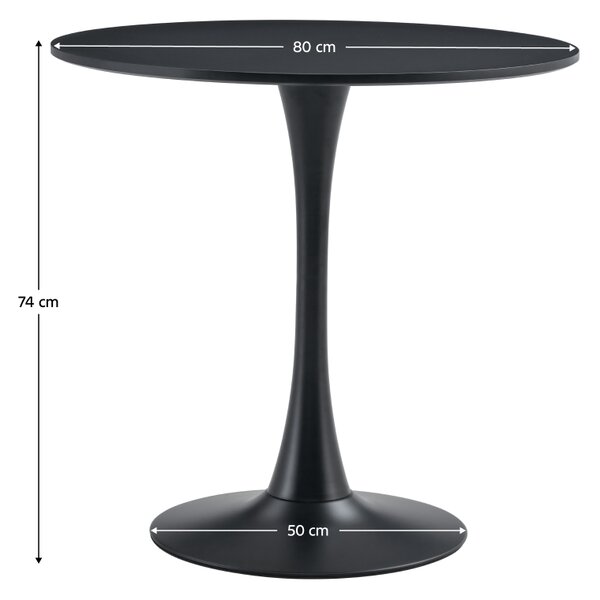 Kondela Jedálenský stôl, čierna, priemer 80 cm, REVENTON NEW