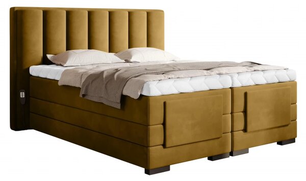 Zltahala.sk Kontinentálna posteľ VENETA boxspring s elektrickým polohovaním 200X180, horčicová (nube 45)