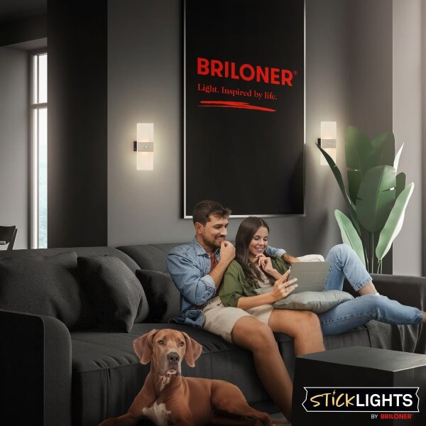 Briloner 3888012 - Nabíjateľné nástenné LED svietidlo AURA so senzorom, 2,5 W / 5 V, 1800 mAh, matné