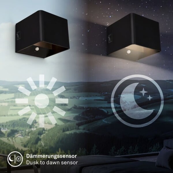 Briloner 3879015 - LED nabíjateľné nástenné svietidlo so senzorom BORRA LED/1,5W/5V 3600 mAh čierne
