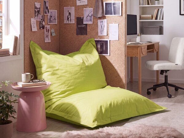 Sedací vak limetkovozelený nylonový 140 x 180 cm vodoodolný poťah so zipsom polystyrénová výplň