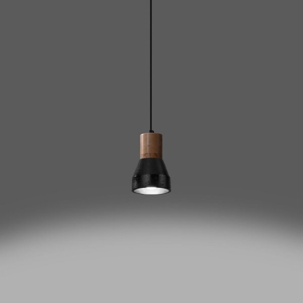 Sollux SL.0963 - Luster na lanku QUBIC 1xE27/60W/230V betón/drevo čierna